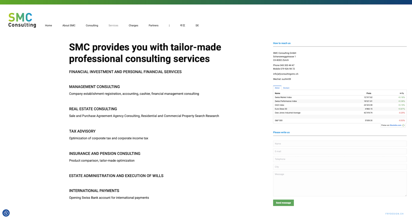 Screenshot SMC Consulting Website